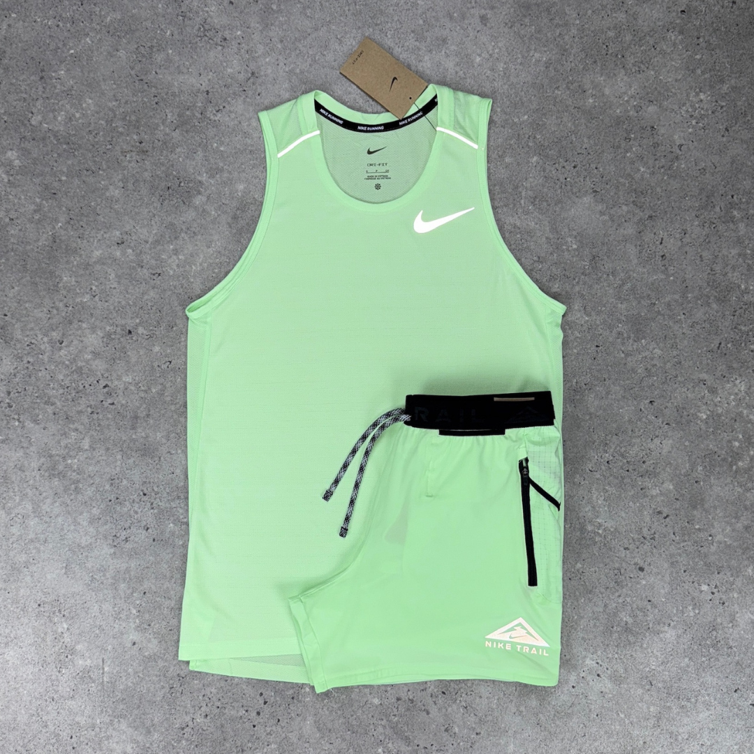 Nike miler vest trail short set 'vapour green'