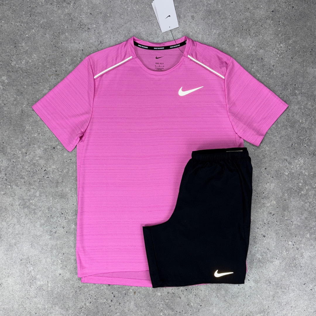 Nike miler 1.0 short set 'pink/black'