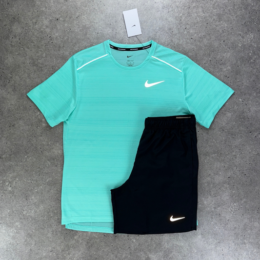 Nike miler 1.0 'hyper turquoise/black' set