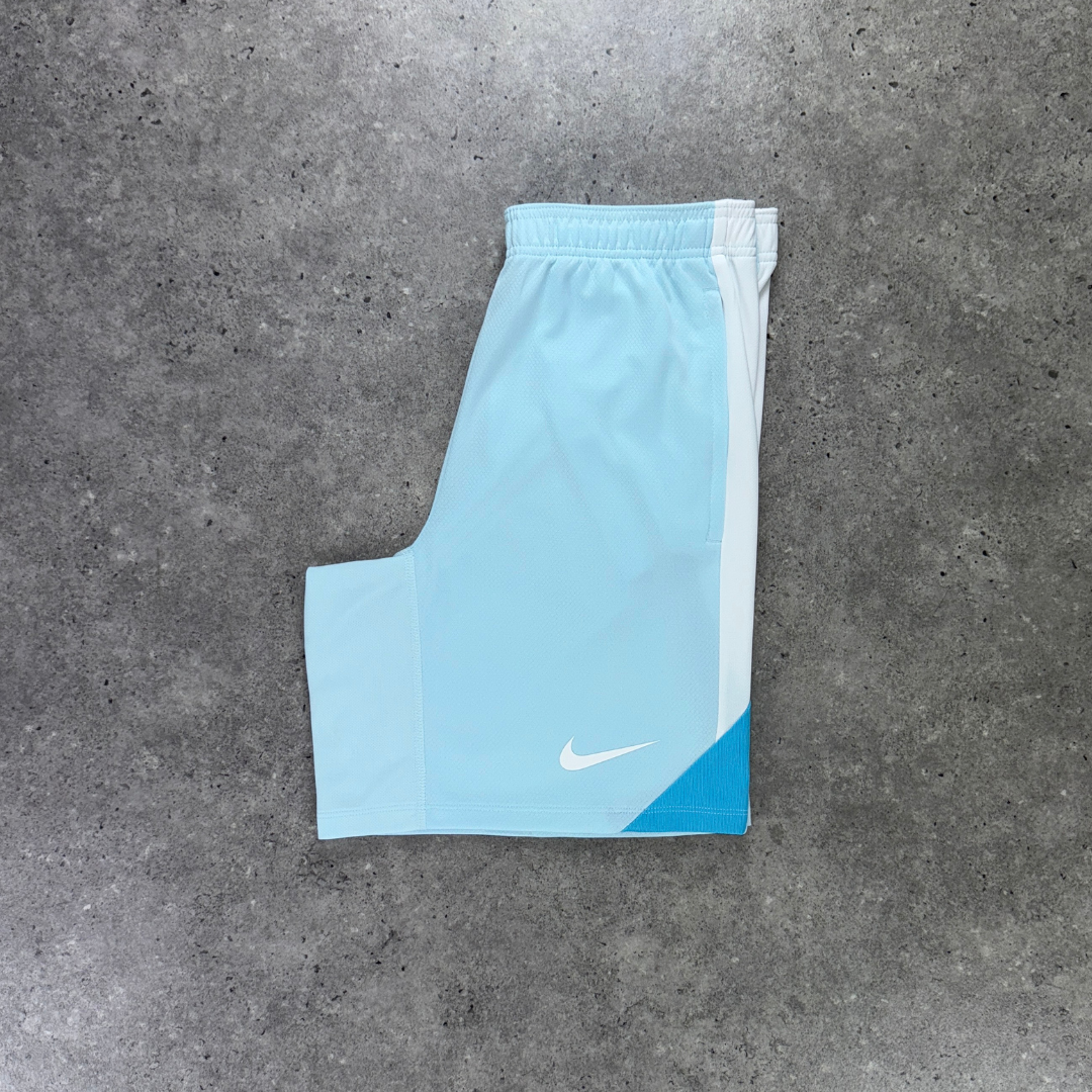 Nike academy strike shorts 'white/glacier blue'
