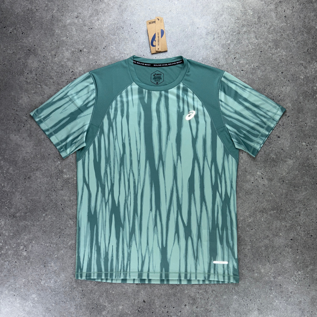 asics all over print t-shirt 'teal'
