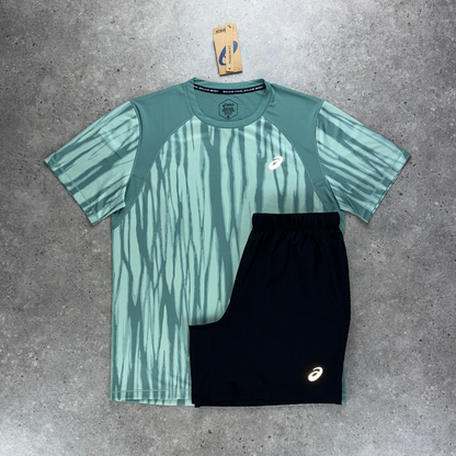 asics all over print t-shirt 'teal'