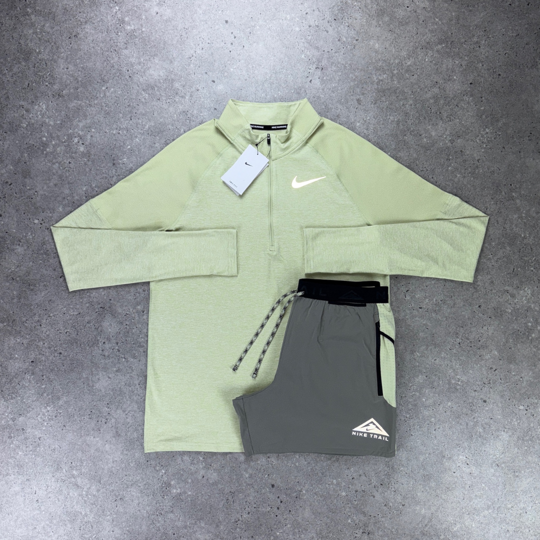Nike 1/4 zip short set 'olive aura/dark stucco'