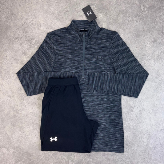 Under armour seamless 1/4 zip short set 'black/grey'