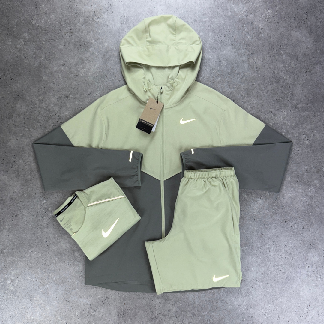 Nike windrunner miler challenger short tri-set 'olive aura'