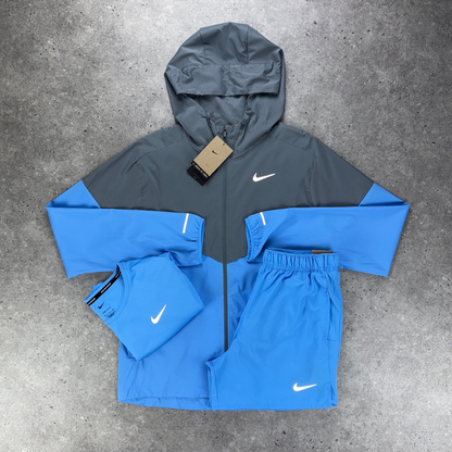 Nike windrunner uv miler challenger short tri-set 'university blue/grey'