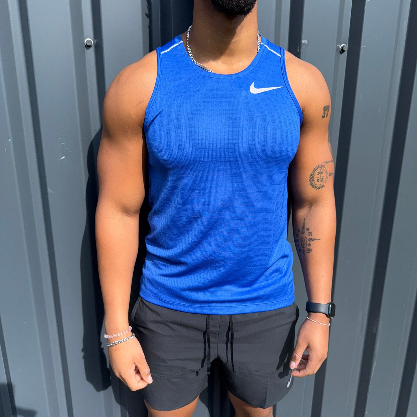 nike miler vest flex short set 'royal blue/black'