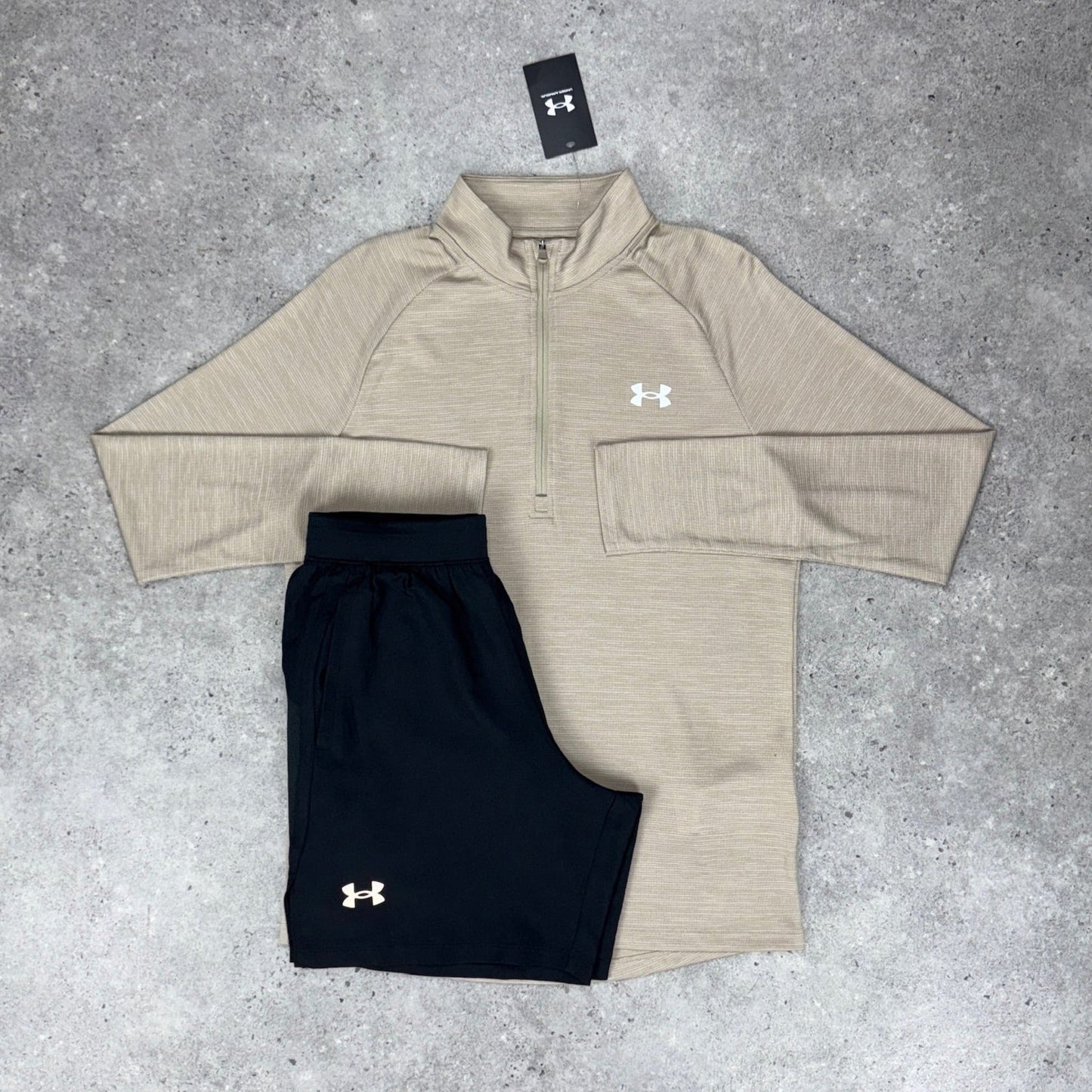Under armour tech 1/4 zip set 'beige/black'