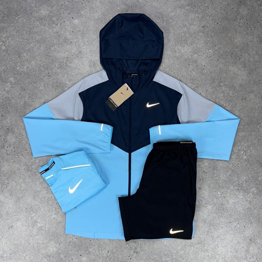 Nike windrunner miler challenger short tri-set 'aquarius blue'