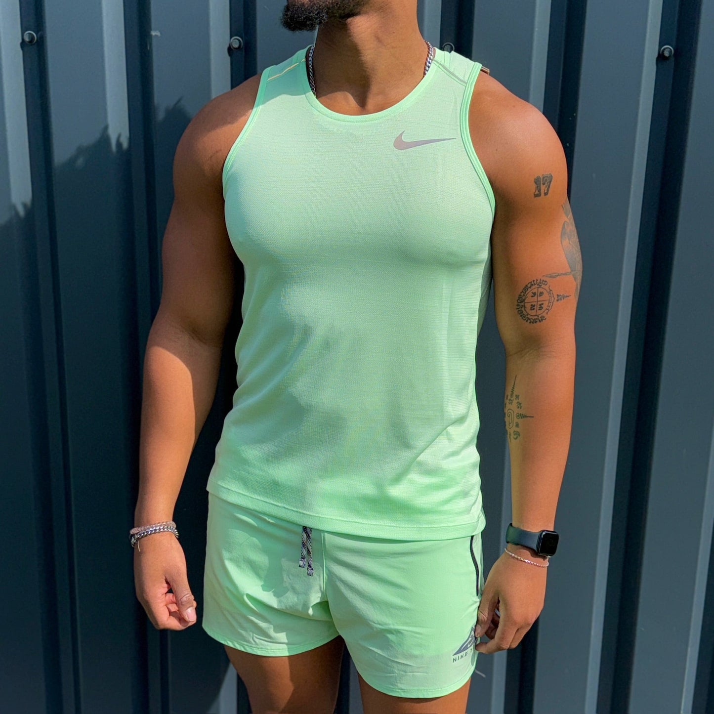 Nike miler vest trail short set 'vapour green'