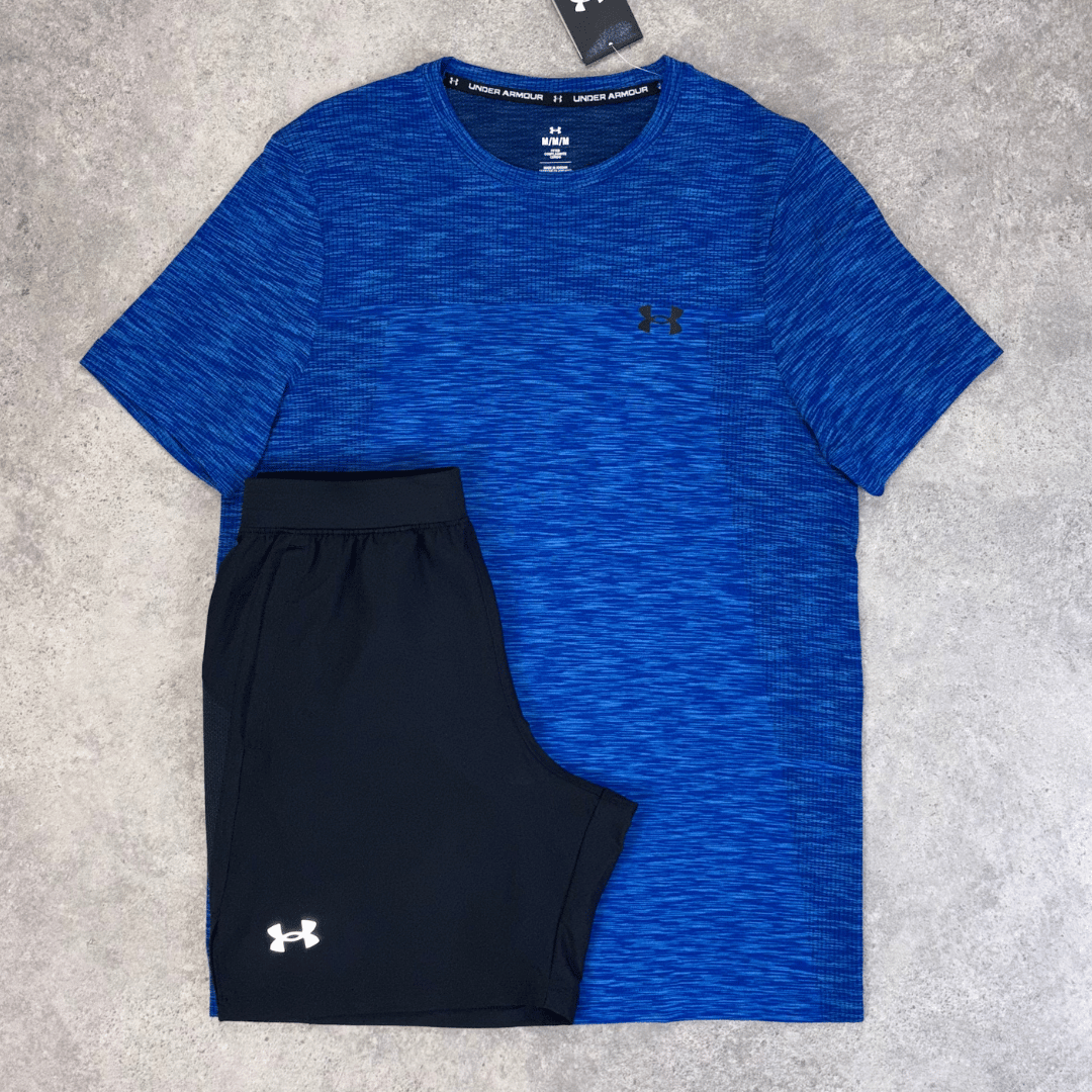 under armour seamless t shirt set 'blue/black'