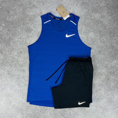 nike miler vest flex short set 'royal blue/black'