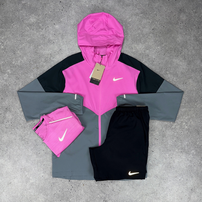 Nike windrunner miler challenger short tri-set 'pink/black'