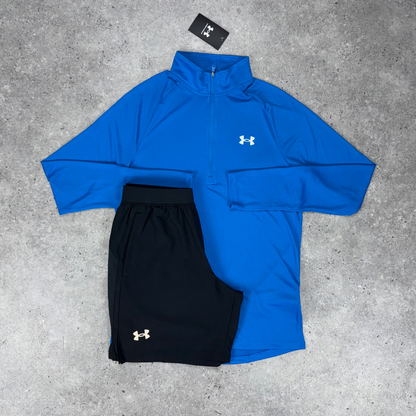 Under armour tech 1/4 zip short set 'royal blue/black'